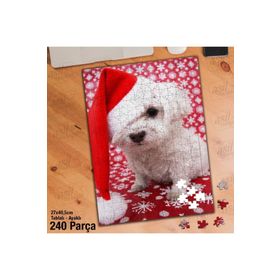 Asil Hobi Sevimli Köpek-Yılbaşı Kostümü Yapboz-Ayak Destekli Çerçeveli 240 Parça Puzzle