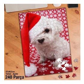 Asil Hobi Sevimli Köpek-Yılbaşı Kostümü Yapboz-Ayak Destekli Çerçeveli 240 Parça Puzzle
