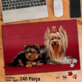 Asil Hobi Sevimli Köpekler-Ay Çiçeği-Hayvan Yapboz-Ayak Destekli Çerçeveli 240 Parça Puzzle