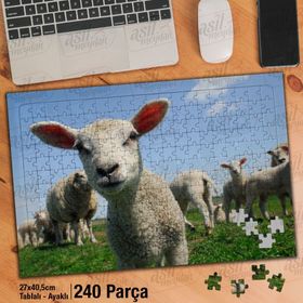 Asil Hobi Sevimli Kuzucuk-Doğa-Hayvanlar Yapboz-Ayak Destekli Çerçeveli 240 Parça Puzzle