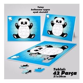 Asil Hobi Sevimli Panda-Hayvan Yapboz-Ayak Destekli Çerçeveli 42 Parça Puzzle