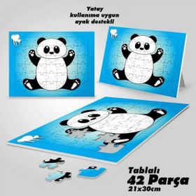 Asil Hobi Sevimli Panda-Hayvan Yapboz-Ayak Destekli Çerçeveli 42 Parça Puzzle