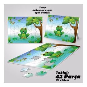 Asil Hobi Sevimli Şaşkın Kurbağa-Çocuklar İçin Eğitici Yapboz-Ayak Destekli 42 Parça Puzzle