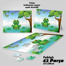Asil Hobi Sevimli Şaşkın Kurbağa-Çocuklar İçin Eğitici Yapboz-Ayak Destekli 42 Parça Puzzle