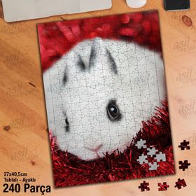 Asil Hobi Sevimli Tavşan-Doğa-Hayvan Yapboz-Ayak Destekli Çerçeveli 240 Parça Puzzle