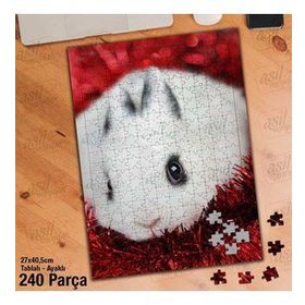 Asil Hobi Sevimli Tavşan-Doğa-Hayvan Yapboz-Ayak Destekli Çerçeveli 240 Parça Puzzle