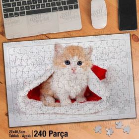 Asil Hobi Sevimli Yavru Kedi-Hayvan-Doğa Yapboz-Ayak Destekli Çerçeveli 240 Parça Puzzle