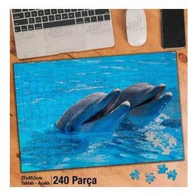 Asil Hobi Sevimli Yunus Balıkları-Hayvan-Tabiat Yapboz-Ayak Destekli Çerçeveli 240 Parça Puzzle