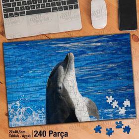 Asil Hobi Sevimli Yunus-Havuz-Gösteri Yapboz-Ayak Destekli Çerçeveli 240 Parça Puzzle