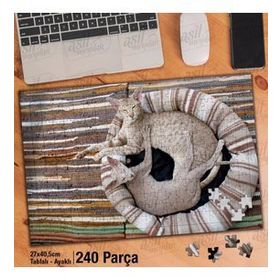 Asil Hobi Sfenks Kedisi-Sevimli Hayvanlar-Canlı Yapboz-Ayak Destekli Çerçeveli 240 Parça Puzzle