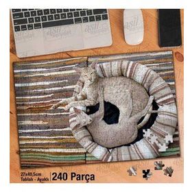 Asil Hobi Sfenks Kedisi-Sevimli Hayvanlar-Canlı Yapboz-Ayak Destekli Çerçeveli 240 Parça Puzzle