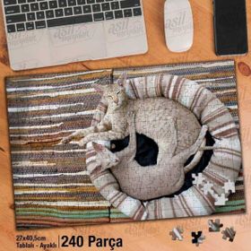Asil Hobi Sfenks Kedisi-Sevimli Hayvanlar-Canlı Yapboz-Ayak Destekli Çerçeveli 240 Parça Puzzle