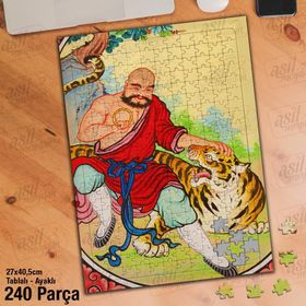 Asil Hobi Shuanglin Tapınağı Lohan Heykelleri Yapboz-Ayak Destekli Çerçeveli 240 Parça Puzzle