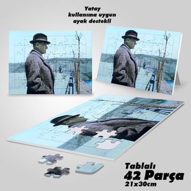 Asil Hobi Şık Modern Giyimli Mustafa Kemal Atatürk-Yapboz-Ayak Destekli Çerçeveli 42 Parça Puzzle