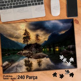 Asil Hobi Şimşek-Ağaçlar-Doğa-Göl-Manzara Yapboz-Ayak Destekli Çerçeveli 240 Parça Puzzle