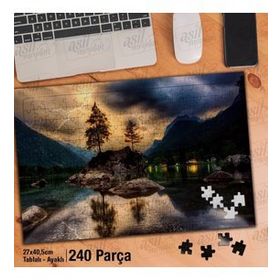 Asil Hobi Şimşek-Ağaçlar-Doğa-Göl-Manzara Yapboz-Ayak Destekli Çerçeveli 240 Parça Puzzle