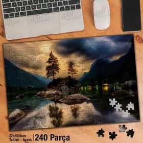 Asil Hobi Şimşek-Ağaçlar-Doğa-Göl-Manzara Yapboz-Ayak Destekli Çerçeveli 240 Parça Puzzle