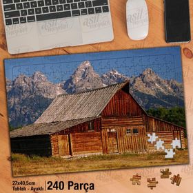 Asil Hobi Sıra Dağlar-Ahşap Ev-Doğa-Mimari Yapboz-Ayak Destekli Çerçeveli 240 Parça Puzzle