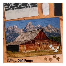 Asil Hobi Sıra Dağlar-Ahşap Ev-Doğa-Mimari Yapboz-Ayak Destekli Çerçeveli 240 Parça Puzzle