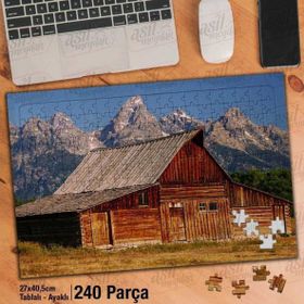 Asil Hobi Sıra Dağlar-Ahşap Ev-Doğa-Mimari Yapboz-Ayak Destekli Çerçeveli 240 Parça Puzzle