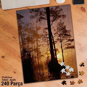 Asil Hobi Sis-Ağaçlar-Akşam Üstü-Manzara Yapboz-Ayak Destekli Çerçeveli 240 Parça Puzzle