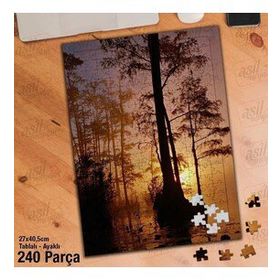 Asil Hobi Sis-Ağaçlar-Akşam Üstü-Manzara Yapboz-Ayak Destekli Çerçeveli 240 Parça Puzzle