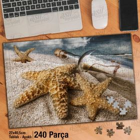 Asil Hobi Şişe-Deniz Yıldızı-Kumsal-Deniz Yapboz-Ayak Destekli Çerçeveli 240 Parça Puzzle