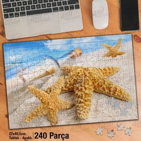 Asil Hobi Şişe-Deniz Yıldızı-Kumsal-Deniz Yapboz-Ayak Destekli Çerçeveli 240 Parça Puzzle