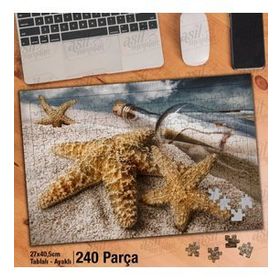 Asil Hobi Şişe-Deniz Yıldızı-Kumsal-Deniz Yapboz-Ayak Destekli Çerçeveli 240 Parça Puzzle