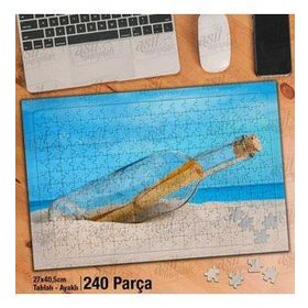 Asil Hobi Şişe İçinde Not Kağıdı-Kum-Sahil-Deniz Yapboz-Ayak Destekli Çerçeveli 240 Parça Puzzle