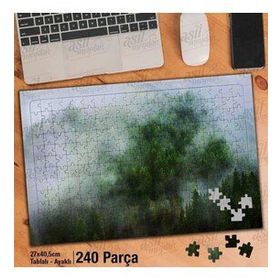 Asil Hobi Sisli Dağ-Ağaçlar-Doğa-Manzara Yapboz-Ayak Destekli Çerçeveli 240 Parça Puzzle