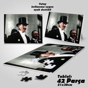 Asil Hobi Sivil Gazi Mustafa Kemal Atatürk-Yapboz-Ayak Destekli Çerçeveli 42 Parça Puzzle
