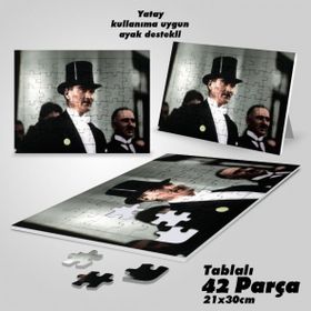 Asil Hobi Sivil Gazi Mustafa Kemal Atatürk-Yapboz-Ayak Destekli Çerçeveli 42 Parça Puzzle
