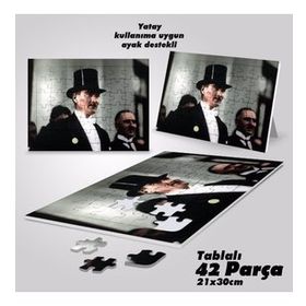 Asil Hobi Sivil Gazi Mustafa Kemal Atatürk-Yapboz-Ayak Destekli Çerçeveli 42 Parça Puzzle