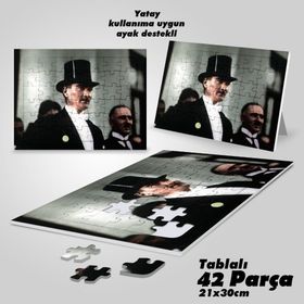 Asil Hobi Sivil Gazi Mustafa Kemal Atatürk-Yapboz-Ayak Destekli Çerçeveli 42 Parça Puzzle
