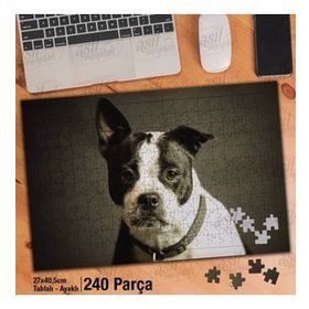 Asil Hobi Siyah Beyaz Tüylü Köpek-Hayvan Yapboz-Ayak Destekli Çerçeveli 240 Parça Puzzle