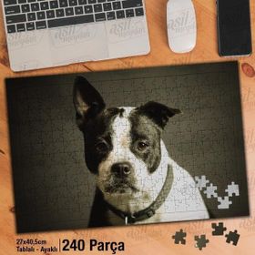 Asil Hobi Siyah Beyaz Tüylü Köpek-Hayvan Yapboz-Ayak Destekli Çerçeveli 240 Parça Puzzle