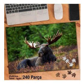 Asil Hobi Siyah Geyik-Vahşi Hayvan-Doğa Yapboz-Ayak Destekli Çerçeveli 240 Parça Puzzle