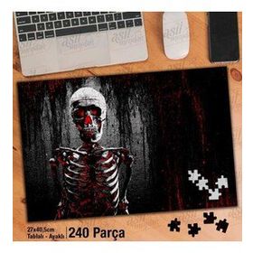 Asil Hobi Siyah-Kırmızı-İskelet-Kemik Yığını Yapboz-Ayak Destekli Çerçeveli 240 Parça Puzzle