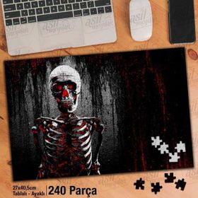 Asil Hobi Siyah-Kırmızı-İskelet-Kemik Yığını Yapboz-Ayak Destekli Çerçeveli 240 Parça Puzzle