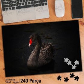 Asil Hobi Siyah Ördek-Göl-Doğa-Tabiat-Kuş Yapboz-Ayak Destekli Çerçeveli 240 Parça Puzzle