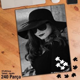 Asil Hobi Siyah Şapka-Gözlük-Gizemli Kadın Yapboz-Ayak Destekli Çerçeveli 240 Parça Puzzle