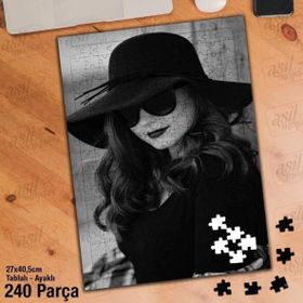 Asil Hobi Siyah Şapka-Gözlük-Gizemli Kadın Yapboz-Ayak Destekli Çerçeveli 240 Parça Puzzle
