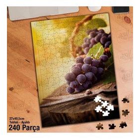 Asil Hobi Siyah Üzüm-Makas-Üzüm Bağı Yapboz-Ayak Destekli Çerçeveli 240 Parça Puzzle