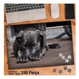 Asil Hobi Siyah Yavru Labrador Köpek-Evcil Hayvan Yapboz-Ayak Destekli Çerçeveli 240 Parça Puzzle
