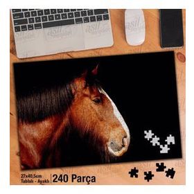 Asil Hobi Siyah Zemin-At-Tay-Hayvan Yapboz-Ayak Destekli Çerçeveli 240 Parça Puzzle