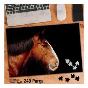 Asil Hobi Siyah Zemin-At-Tay-Hayvan Yapboz-Ayak Destekli Çerçeveli 240 Parça Puzzle