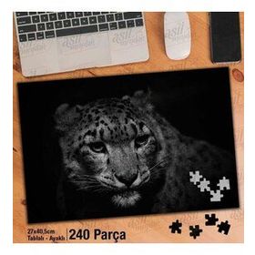 Asil Hobi Siyah Zemin Üzerinde Leopar-Hayvan Yapboz-Ayak Destekli Çerçeveli 240 Parça Puzzle