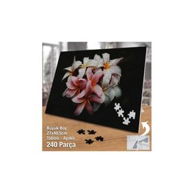 Asil Hobi Siyah Zeminde Pembe Beyaz Çiçek-Yasemin Yapboz-Ayak Destekli Çerçeveli 240 Parça Puzzle