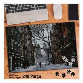 Asil Hobi Sokaktaki İnsan-Yürüyüş Kar-Kış-Soğuk Yapboz-Ayak Destekli Çerçeveli 240 Parça Puzzle